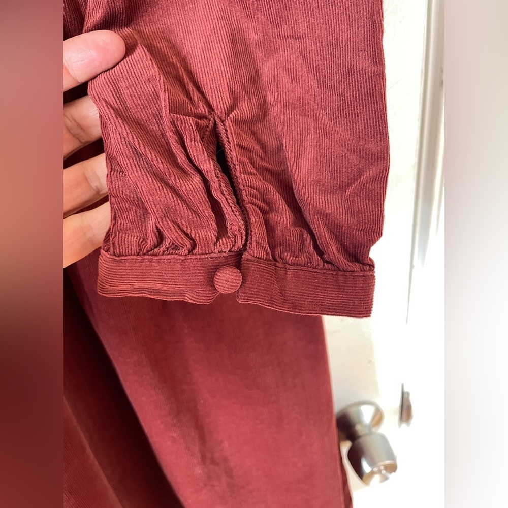 Madewell sz S Brick Red Corduroy Relaxed Mini Dress 100% Cotton Flare Skirt - Picture 5 of 6